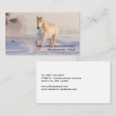 Mooie witte paarden die in de sneeuw lopen visitekaartje (Voorkant / Achterkant)