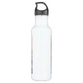 Mooie witte paarden die in de sneeuw lopen waterfles  (Achterkant)