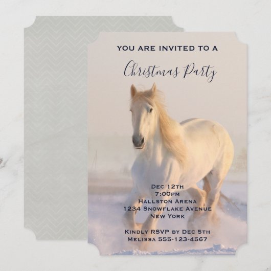 Mooie witte paarden die met sneeuwkerst rondlopen kaart (Voorkant / Achterkant)