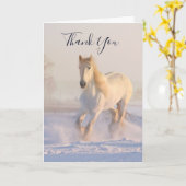 Mooie witte paarden in de sneeuw Foto bedankt Kaart (Gele Bloem)