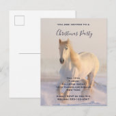 Mooie witte paarden in de sneeuwfoto voor kerstmis uitnodiging briefkaart (Voorkant / Achterkant)