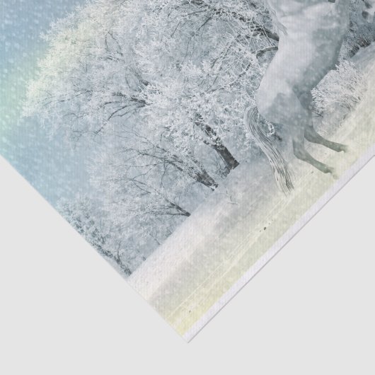 Mooie witte paarden in sneeuw tissuepapier (Detail)