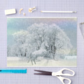 Mooie witte paarden in sneeuw tissuepapier (Craft)