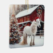Mooie witte paarden, kerstboom en schuur keramisch ornament (Rechts)