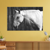 Mooie witte paarden zwart-wit canvas afdruk (Insitu (Woonkamer))
