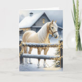 Mooie witte paardenboerderij Kerst Persoonlijk Kaart (Voorkant)