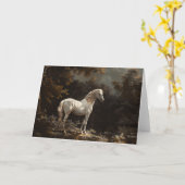 Mooie witte paardenolieverfschilderij  blanco kaart (Gele Bloem)