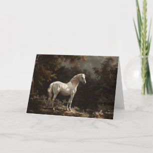 Mooie witte paardenolieverfschilderij blanco kaart
