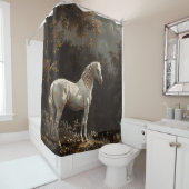 Mooie witte paardenolieverfschilderij  douchegordijn (In situ)