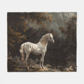Mooie witte paardenolieverfschilderij  fleece deken (Voorkant (Horizontaal))
