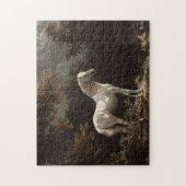 Mooie witte paardenolieverfschilderij  legpuzzel (Verticaal)