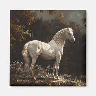 Mooie witte paardenolieverfschilderij  magneet