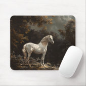 Mooie witte paardenolieverfschilderij  muismat (Met muis)