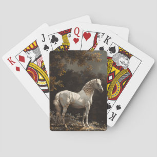 Mooie witte paardenolieverfschilderij  pokerkaarten
