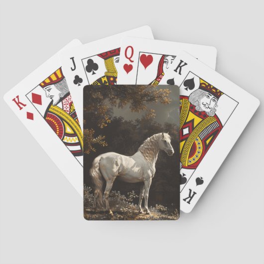 Mooie witte paardenolieverfschilderij  pokerkaarten (Achterkant)