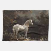 Mooie witte paardenolieverfschilderij  theedoek (Horizontaal)