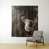 Mooie witte paardenolieverfschilderij  wandkleed (In situ)