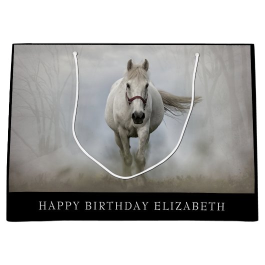 Mooie witte paardentas met grote cadeaus groot cadeauzakje (Voorkant)