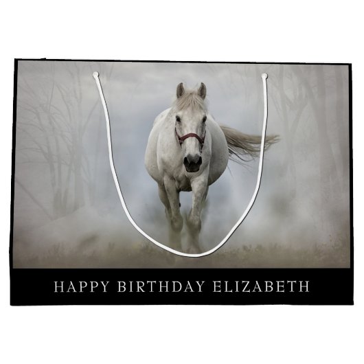 Mooie witte paardentas met grote cadeaus groot cadeauzakje (Achterkant)