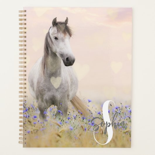 Mooie Witte Paarse Bloem Monogram Planner (Voorkant)
