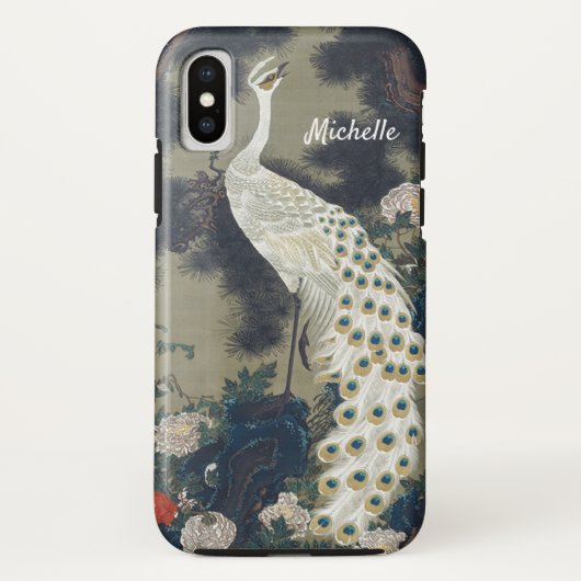 Mooie witte pacock in de pine boom Case-Mate iPhone case (Achterkant)