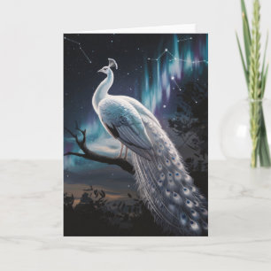 Mooie witte pauw Aurora Borealis Schilderachtig Kaart