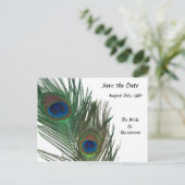 Mooie witte pauw Bewaar de datum Aankondigingskaart (Staand voorkant)
