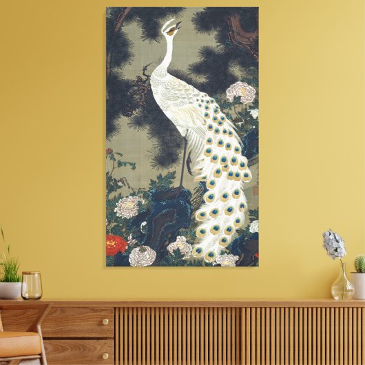 Mooie witte pauw Japans Canvas Afdruk (Insitu (Woonkamer))