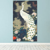 Mooie witte pauw Japans Canvas Afdruk (Insitu (Houten vloer))