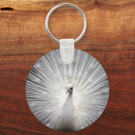 Mooie witte pauw sleutelhanger (Voorkant)