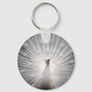 Mooie witte pauw sleutelhanger