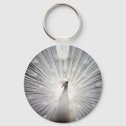 Mooie witte pauw sleutelhanger (Voorkant)