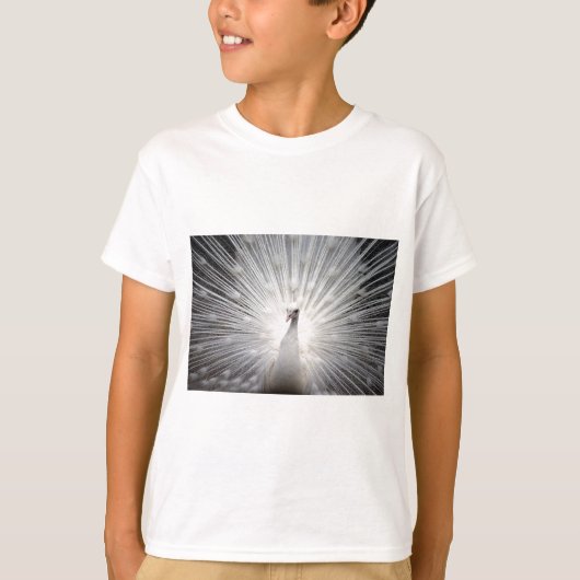 Mooie witte pauw t-shirt (Voorkant)