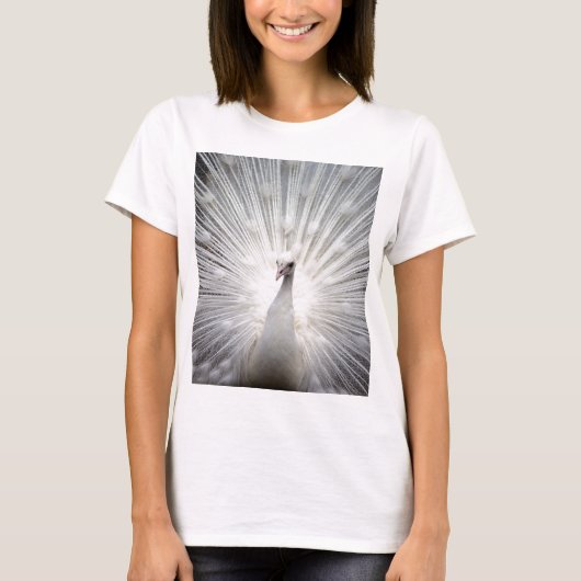 Mooie witte pauw t-shirt (Voorkant)