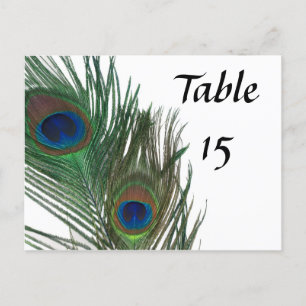 Mooie witte pauw trouwtafel nummers briefkaart