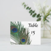 Mooie witte pauw trouwtafel nummers briefkaart (Staand voorkant)