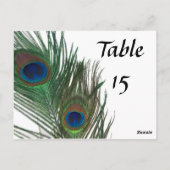 Mooie witte pauw trouwtafel nummers briefkaart (Achterkant)