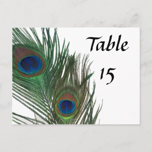 Mooie witte pauw trouwtafel nummers briefkaart (Voorkant)