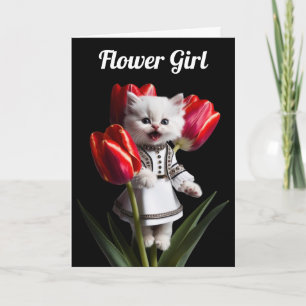 Mooie Witte Perzische Bloemenmeisje Wenskaart Kaart