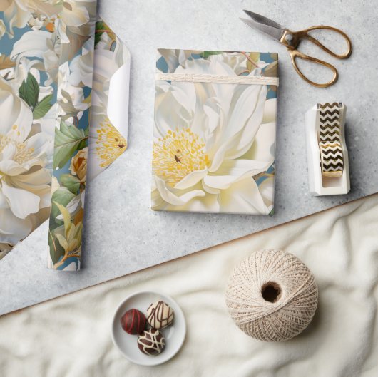 Mooie witte pioen en magnolia patroon cadeaupapier (Crafts)
