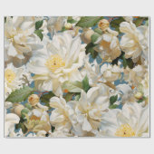 Mooie witte pioen en magnolia patroon cadeaupapier (Vlak)