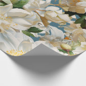 Mooie witte pioen en magnolia patroon cadeaupapier (Hoek)