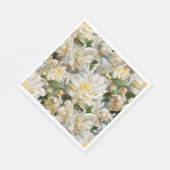 Mooie witte pioen en magnolia patroon servet (Hoek)