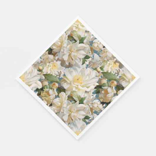 Mooie witte pioen en magnolia patroon servet (Hoek)