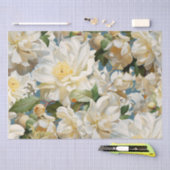 Mooie witte pioen en magnolia patroon tissuepapier (Craft)