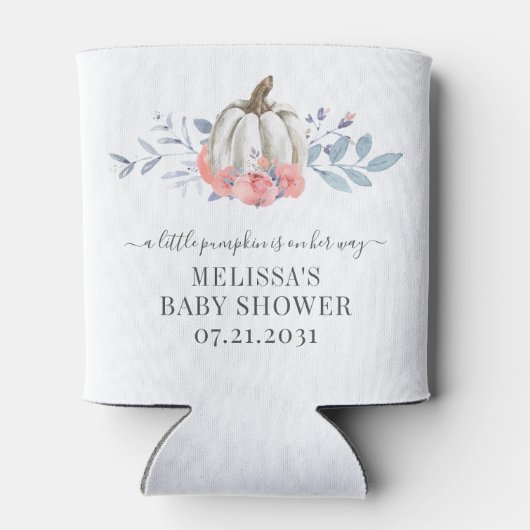 Mooie Witte Pompoen Bloemige Roze Rozen Botanisch Blikjeskoeler (Achterkant)