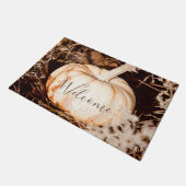 Mooie witte pompoen herfstweide deurmat (Schuin)