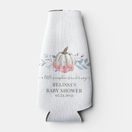 Mooie Witte Pompoen Roze Bloemen Rozen Botanisch Flesjeskoeler (Voorkant)