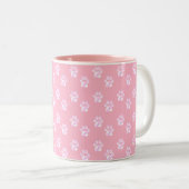 Mooie witte poten op roze tweekleurige koffiemok (Voorkant rechts)