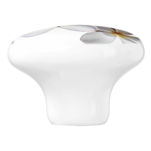 Mooie witte pruimen of Frangipani-bloem Keramische Knop (Zijkant)